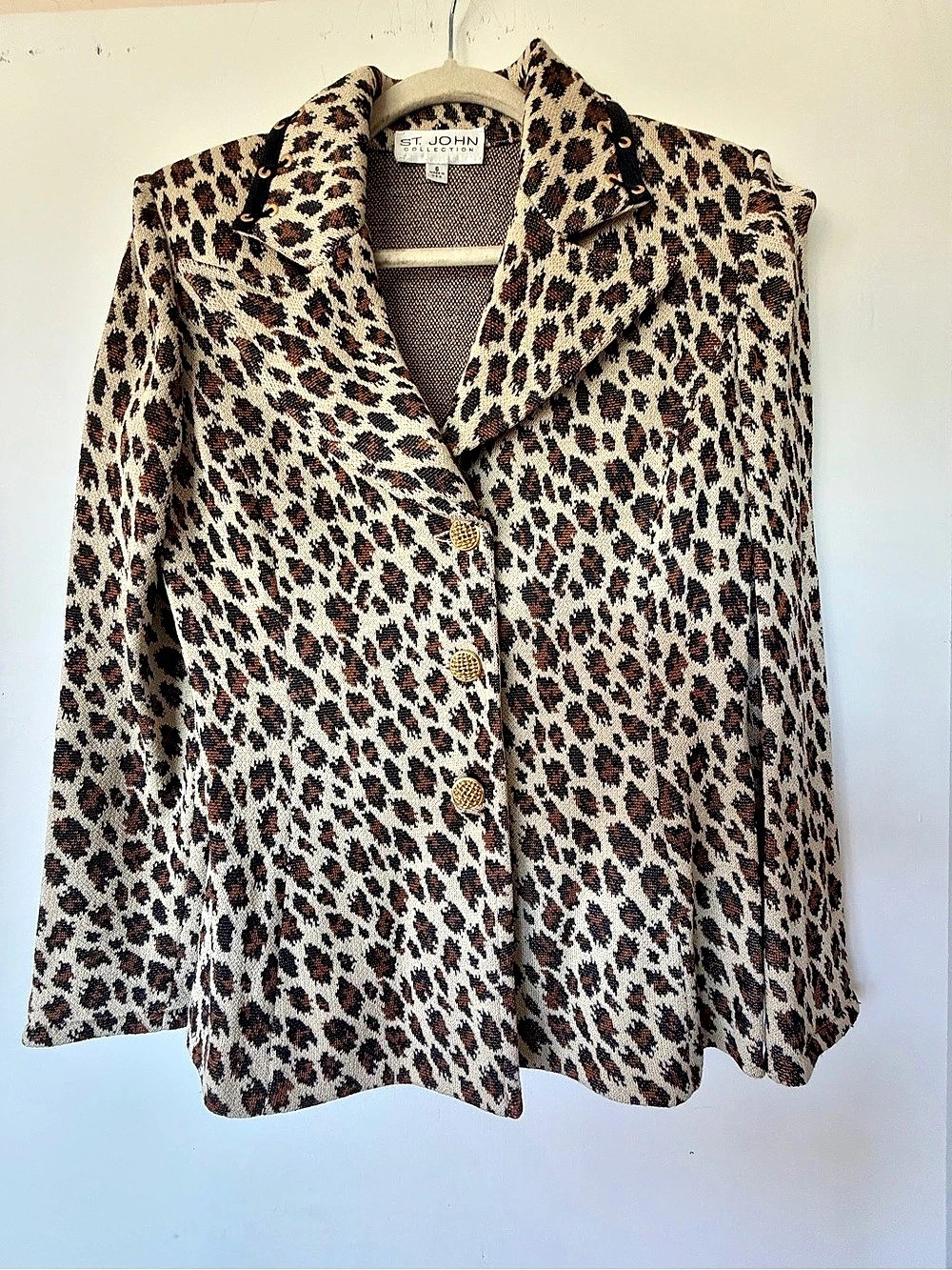 St. John Leopard Print Blazer Size 6 Like New